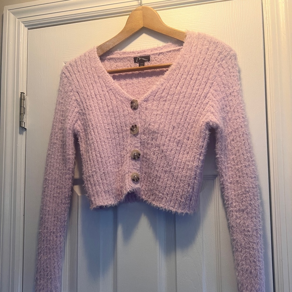 Art Class Cropped Button-Up Cardigan